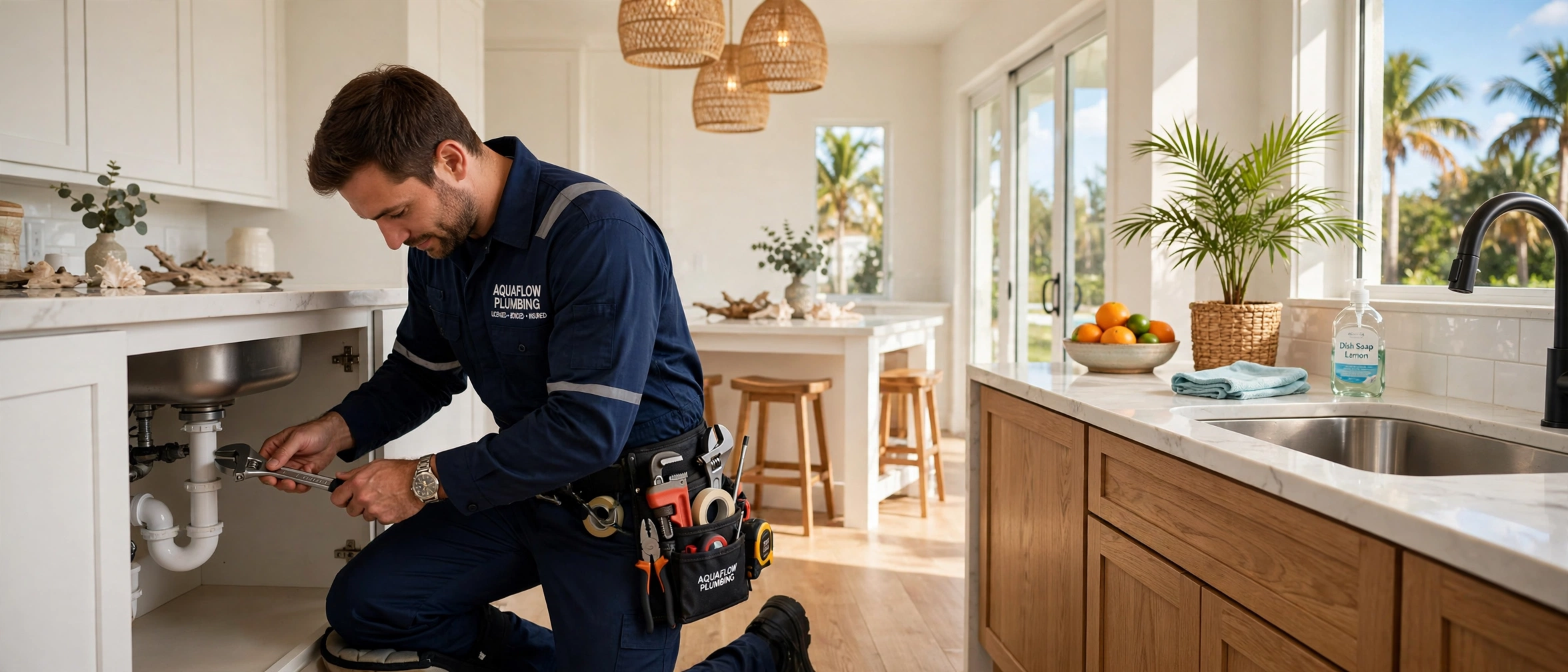  emergency plumbing repair in edge water fl technician at work